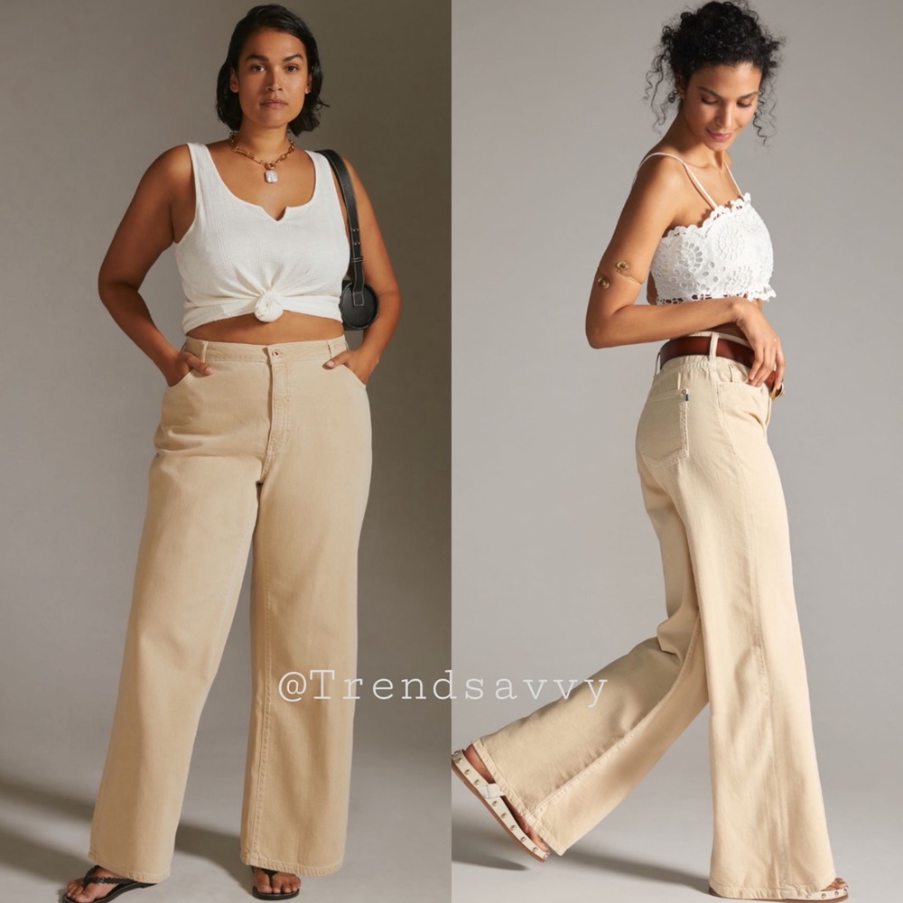 ANTHROPOLOGIE Pilcro The Annie Ultra High Rise Wide Leg Jeans 32 NWT Ivory